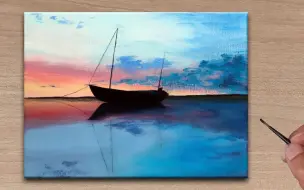 Download Video: 【丙烯画】【新手向】【中字】渔船-Easy Acrylic Painting Fisherman's Boat