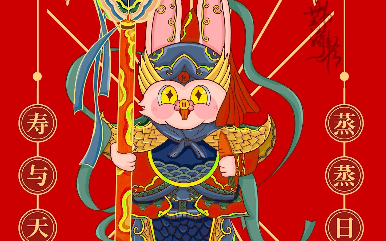 2023年兔年插画之将军兔,改了又改的全过程