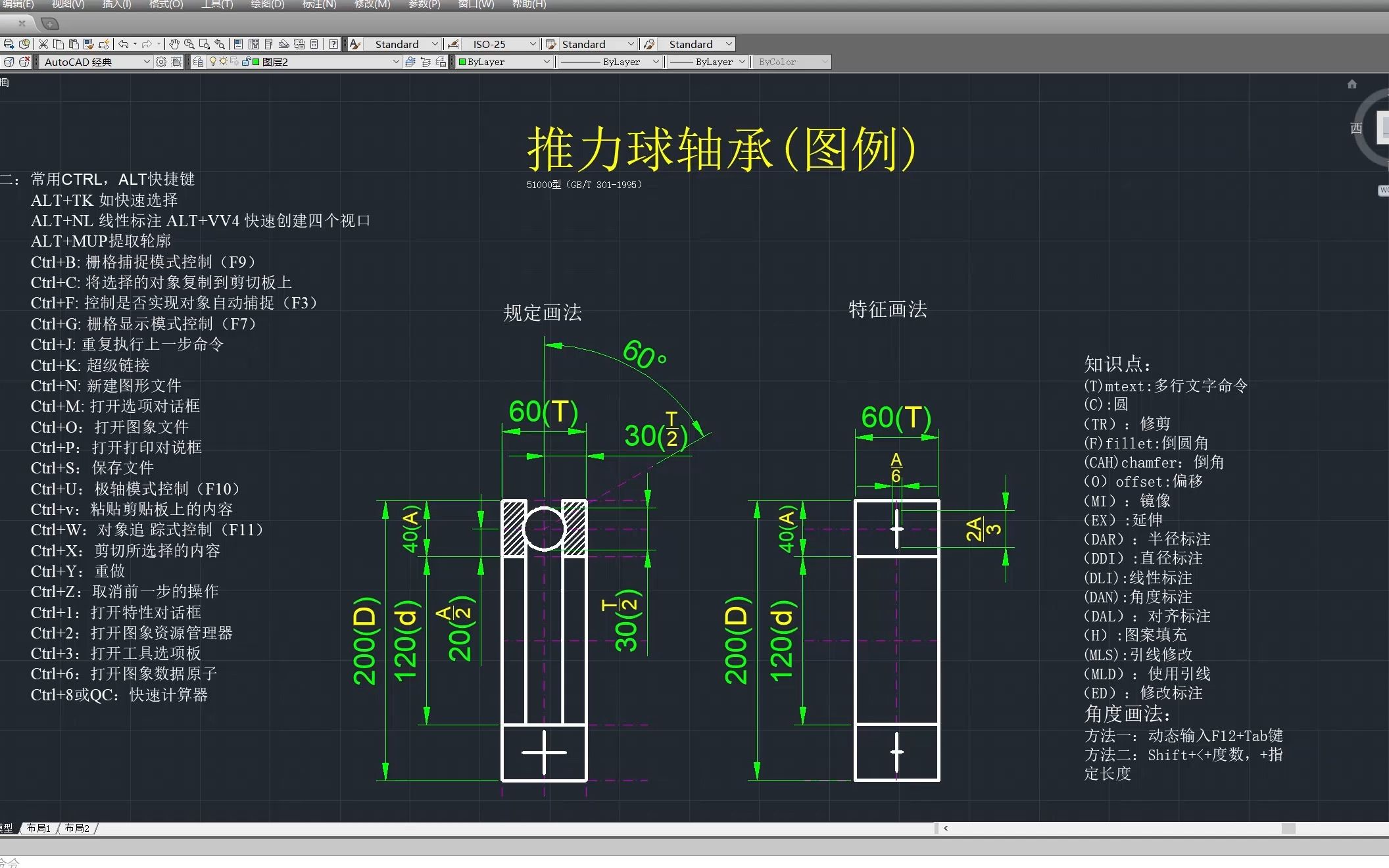 CAD练习图(知识)——推力球轴承(图例)哔哩哔哩bilibili