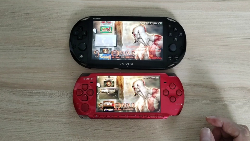 psv2000用psp模擬器遊玩戰神 對比 psp3000原機