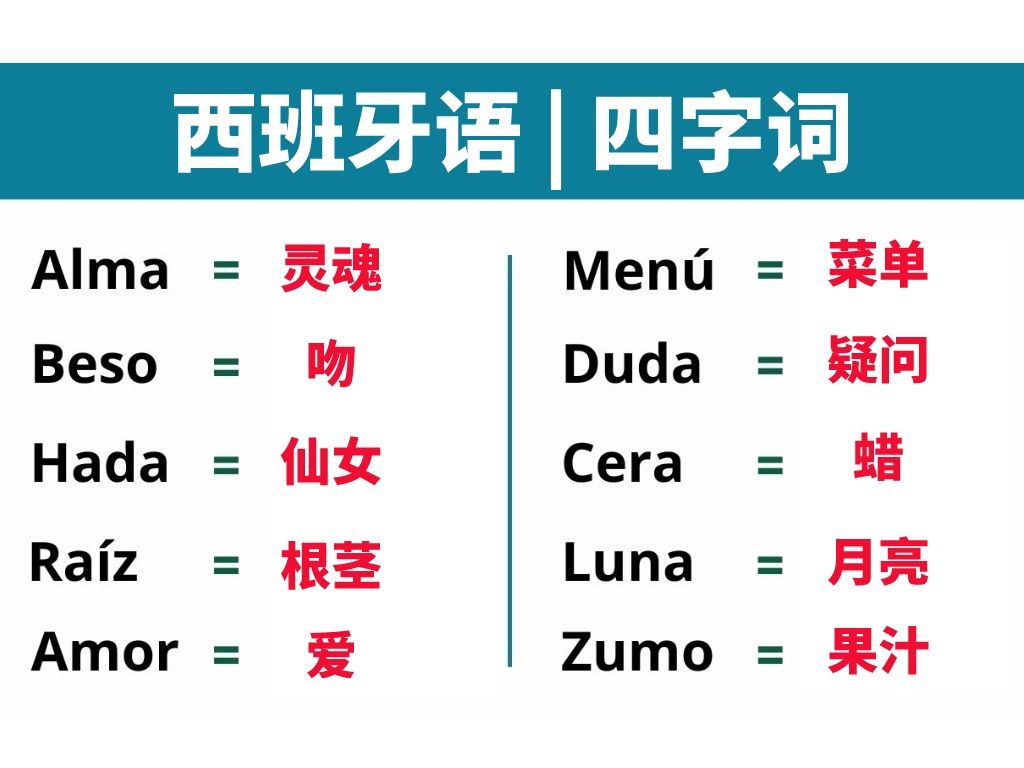 【西班牙语】50个西班牙语的四字单词,慢速带读,建议收藏!哔哩哔哩bilibili