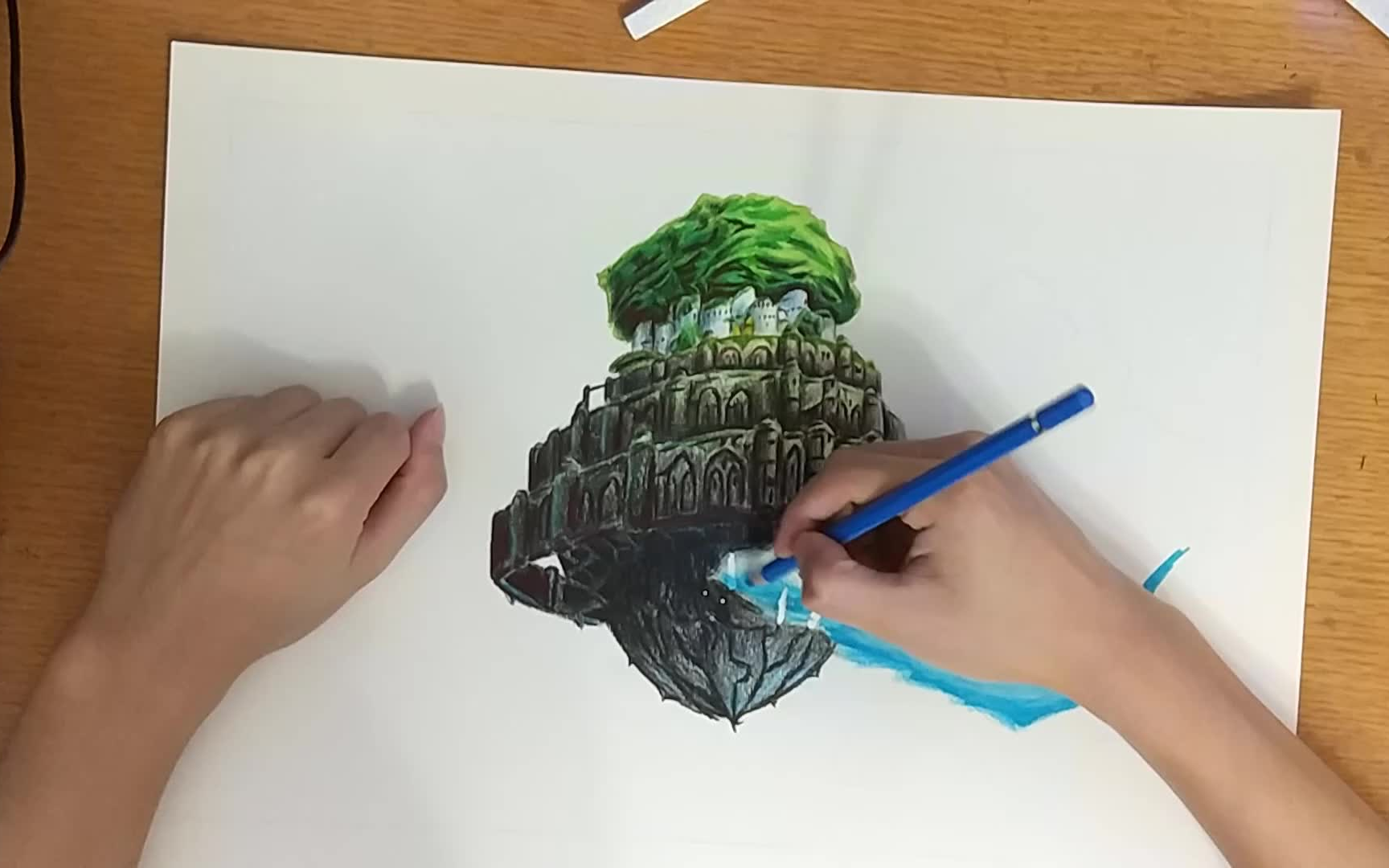 弱者的彩铅 临摹天空之城