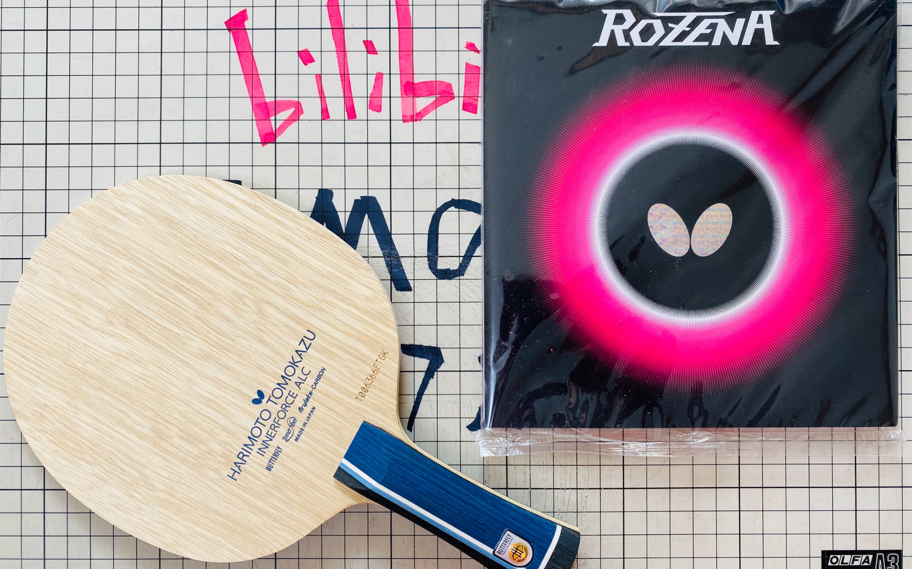 蝴蝶张本智和乒乓球拍粘拍蓝省rozena