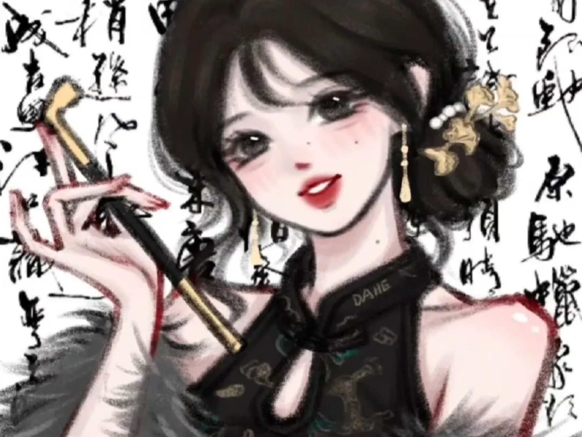 手绘国风女头头像闺蜜头像水墨古风多人头像氛围感