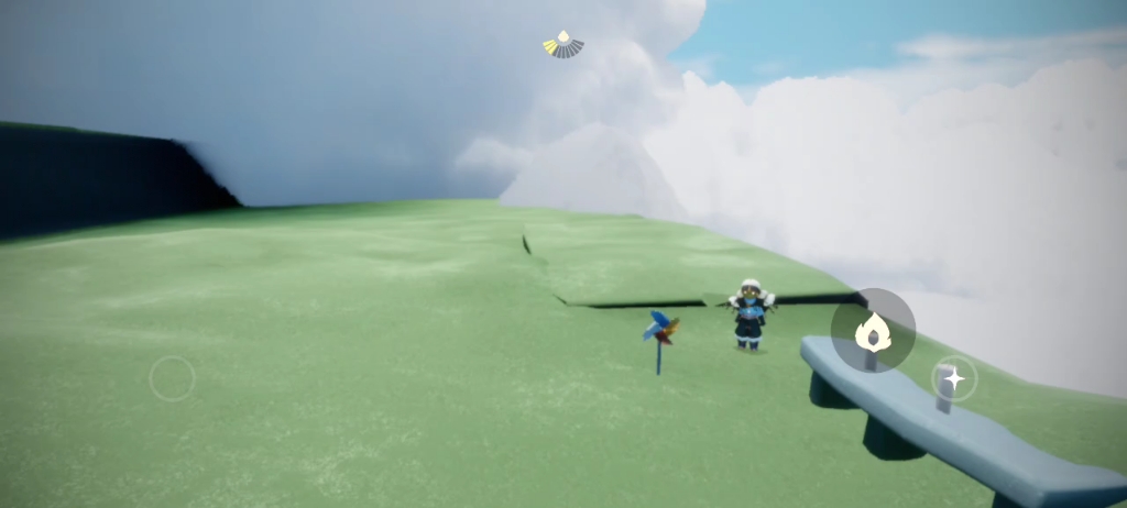 光遇云野终点上方,风可真大,风车都快转的冒火星子了