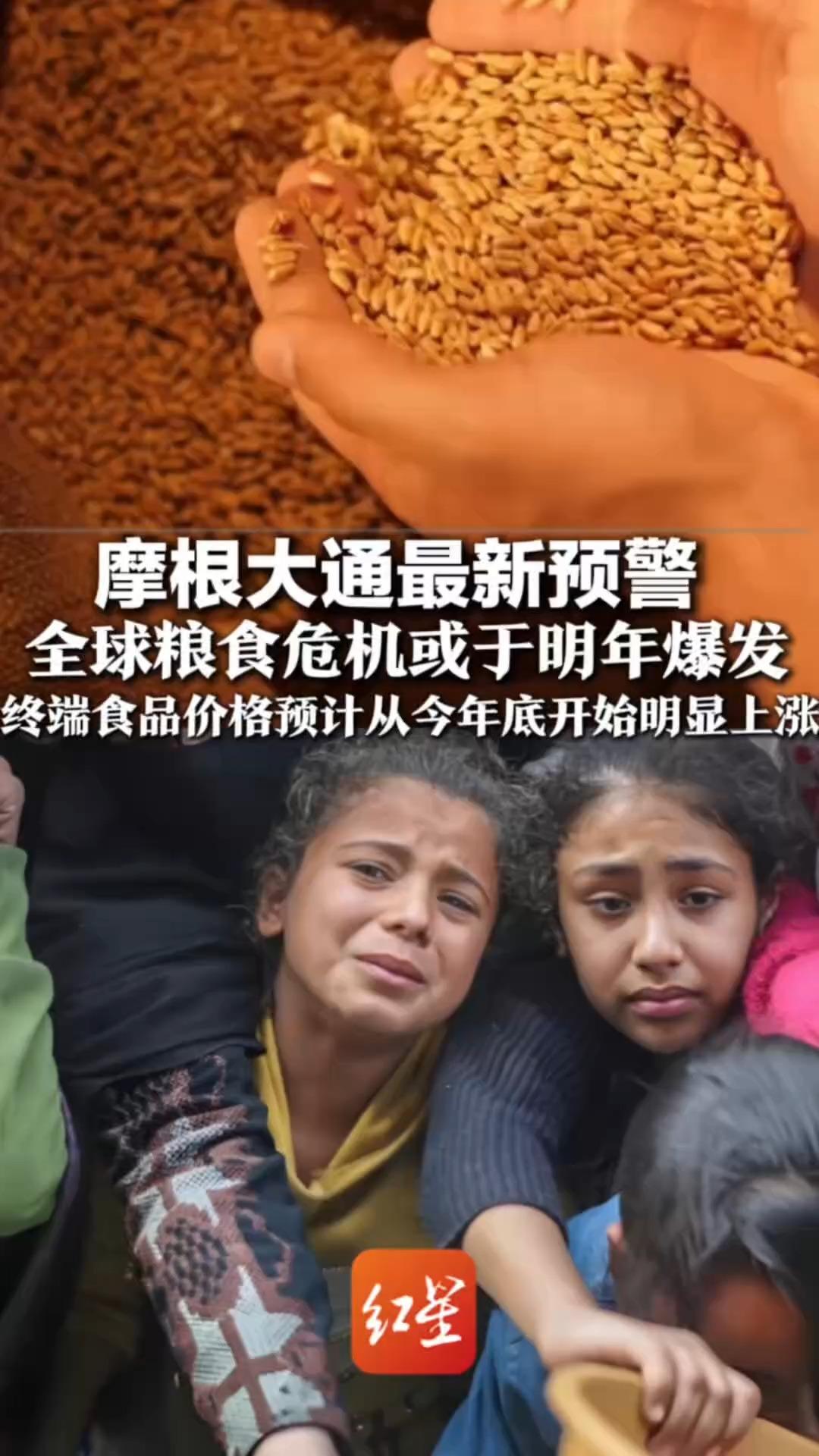 摩根大通最新预警 全球粮食危机或于明年爆发 正滑向新一轮食品通胀爆发的边缘 终端食品价格预计从今年底开始明显上涨