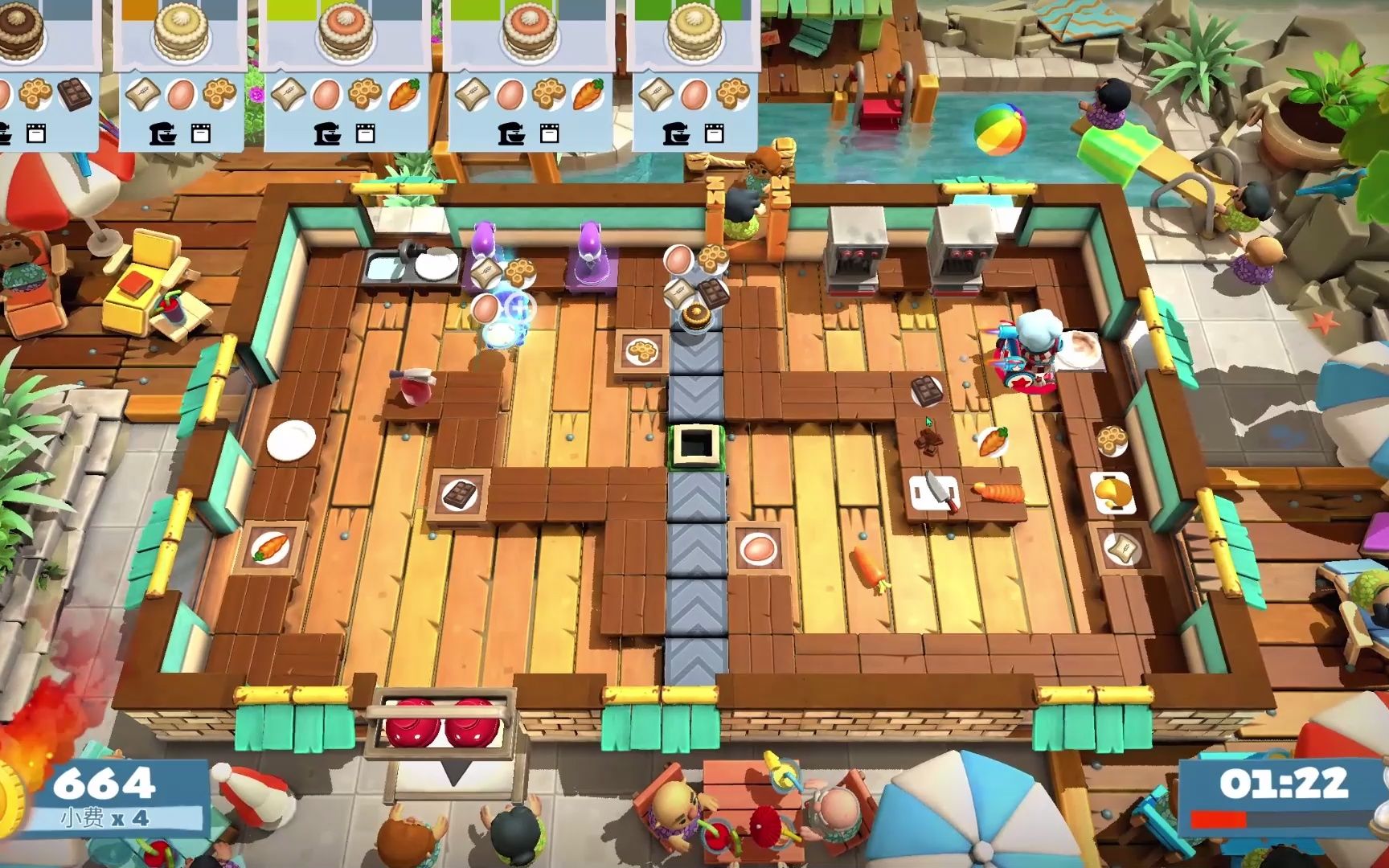 overcooked2分手厨房2dlc海滩派对24双人四星攻略有手就行
