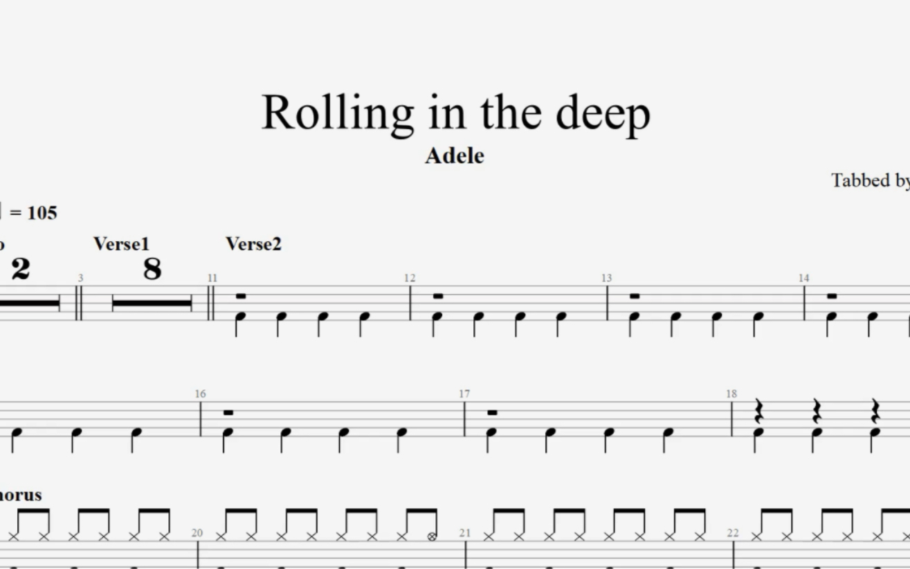 动态鼓谱《rolling in the deep》