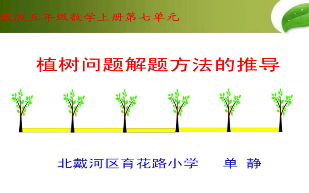 [图]五上：《数学广角—植树问题》（含课件教案） 名师优质课 公开课 教学实录 小学数学 部编版 人教版数学 五年级上册 5年级上册（执教：单静）