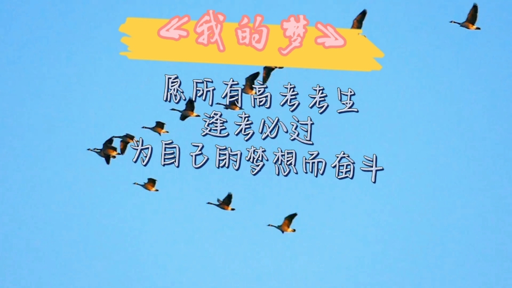 这一首《我的梦》希望能给大家带来鼓励,愿所有高考考生逢考必过,为