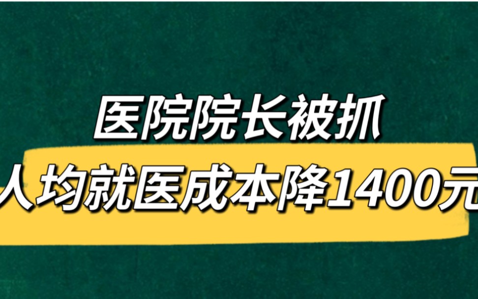 医院院长被抓,人均就医成本降1400元!哔哩哔哩bilibili