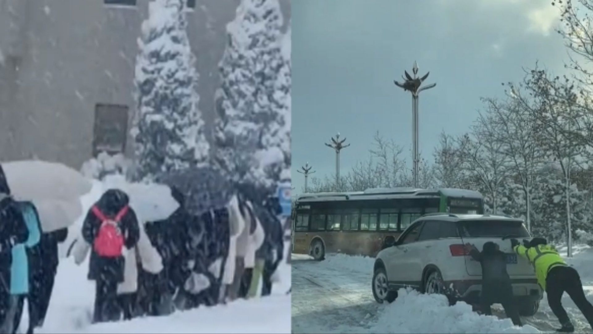 烟台威海遭遇极端性冷流暴雪,宛如北极科考,路人风雪中艰难前行哔哩哔哩bilibili