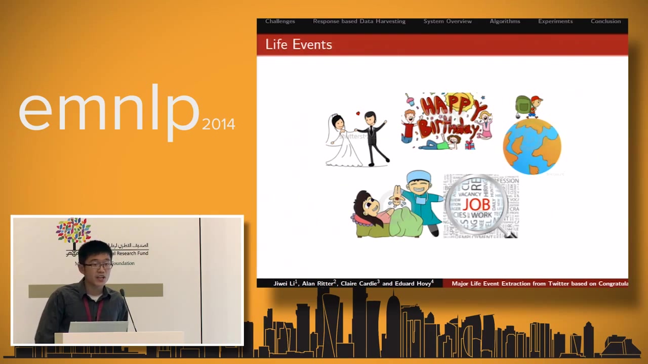 李纪为 EMNLP2014 Major Life Event Extraction from Twitter based on Congratulations哔哩哔哩bilibili
