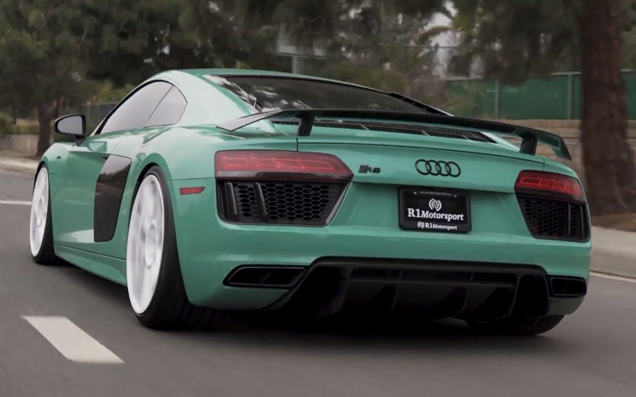 【audi r8】薄荷绿r8加上白毂,小清新!