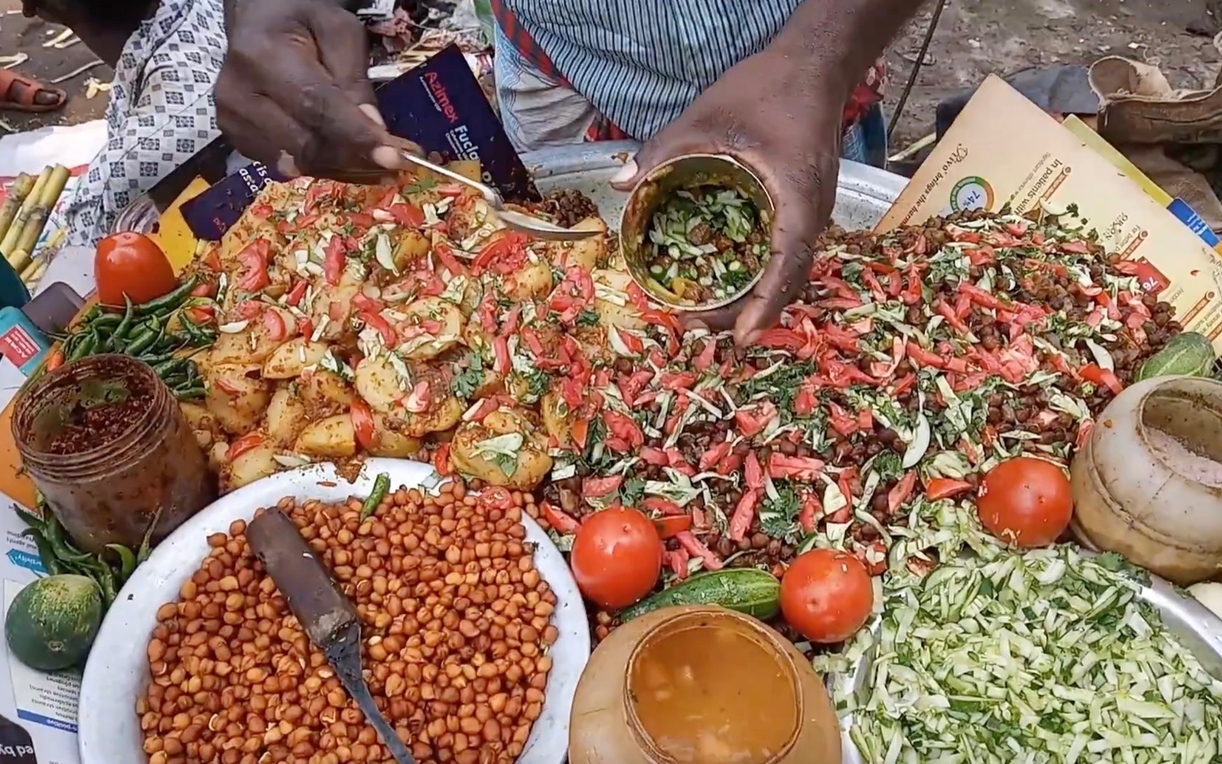 孟加拉国达卡&印度美食 || 辣味混合街头小吃-花生