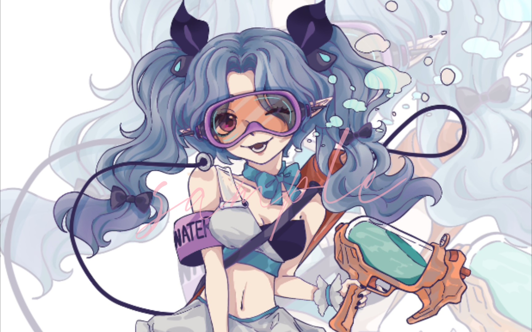 【procreate】水拟人,第一次用ipad摸个立绘