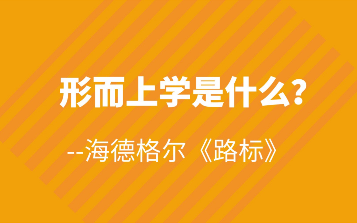 形而上学是什么?(上)——海德格尔关于形而上学的思考,载于《路标》哔哩哔哩bilibili