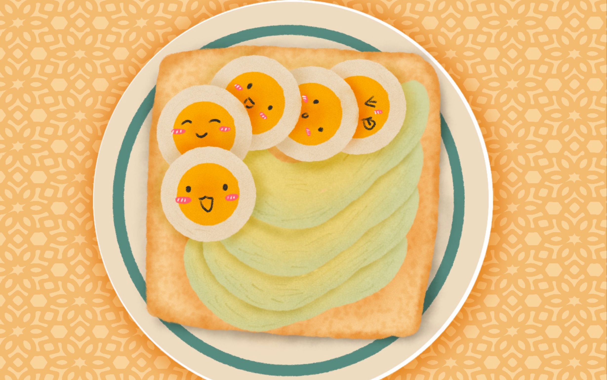 pad绘画水煮蛋牛油果吐司