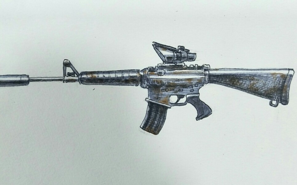 【马克笔,彩铅】刺激战场m16_哔哩哔哩 (゜-゜)つロ 干杯~-bilibili