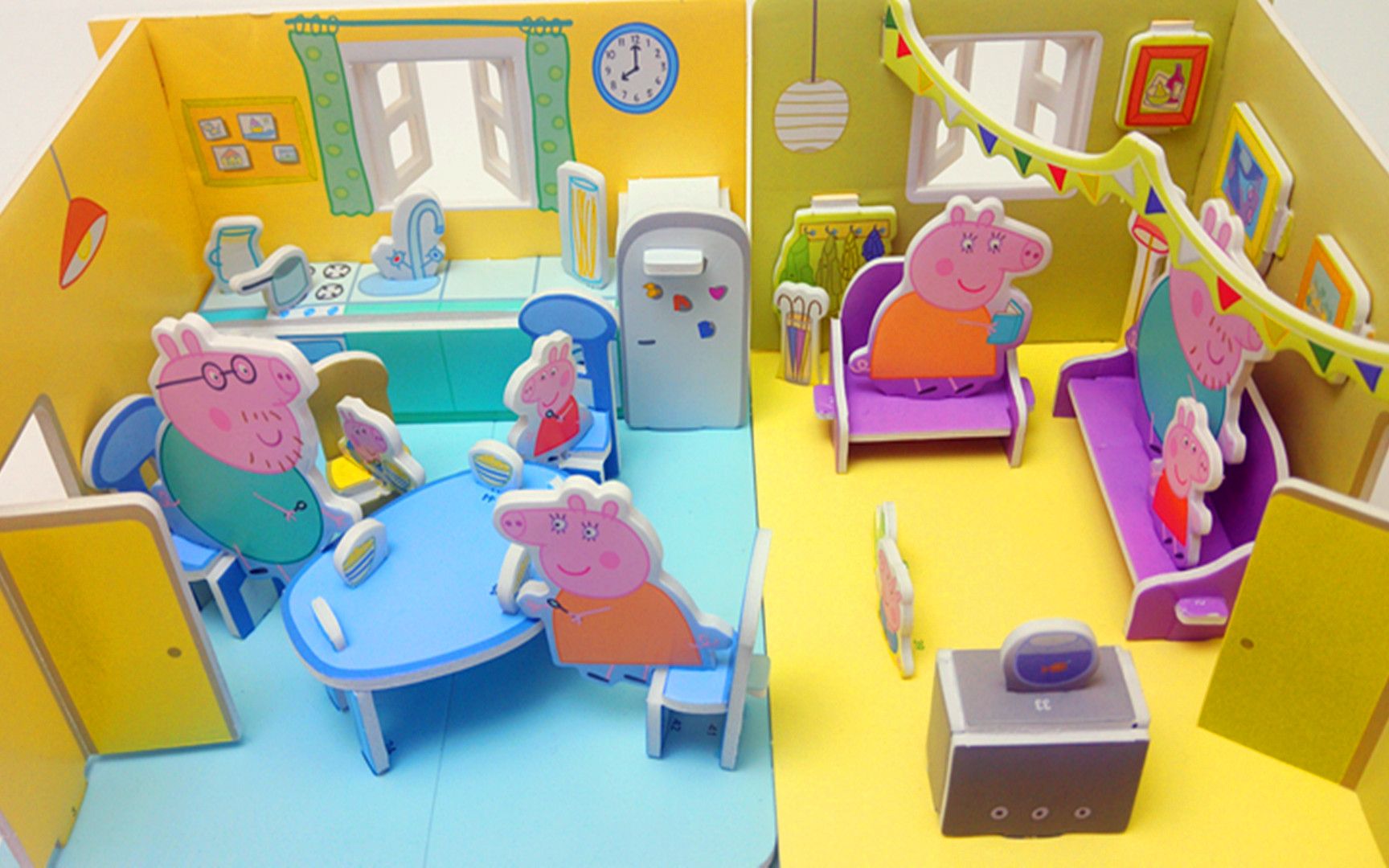 3d立体拼图,佩奇家的餐厅和客厅