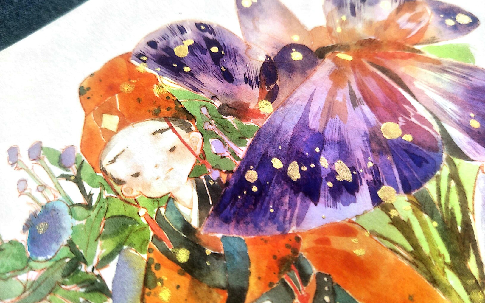 [水彩]唐斯托太太线稿上色完成欣赏|论金粉如何消耗|阳光明媚,金粉