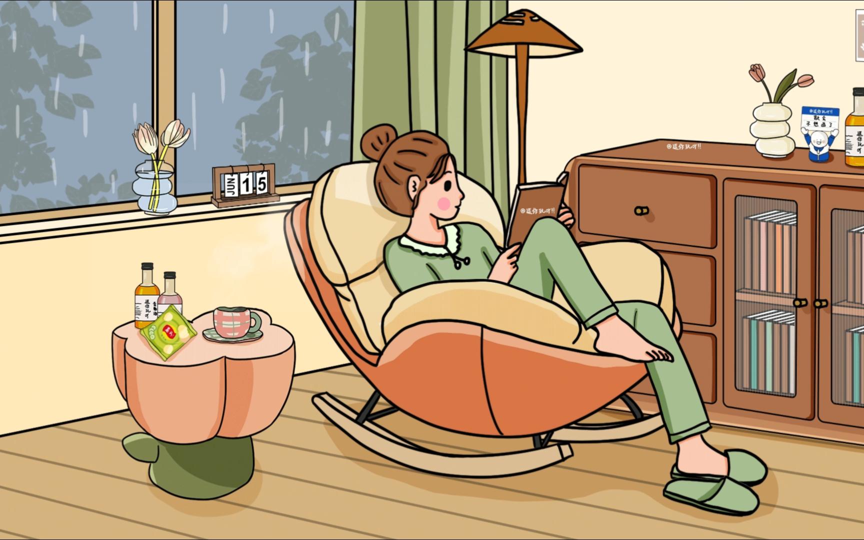 独居女孩动画 | 下雨天最喜欢一个人窝在家里听着雨声