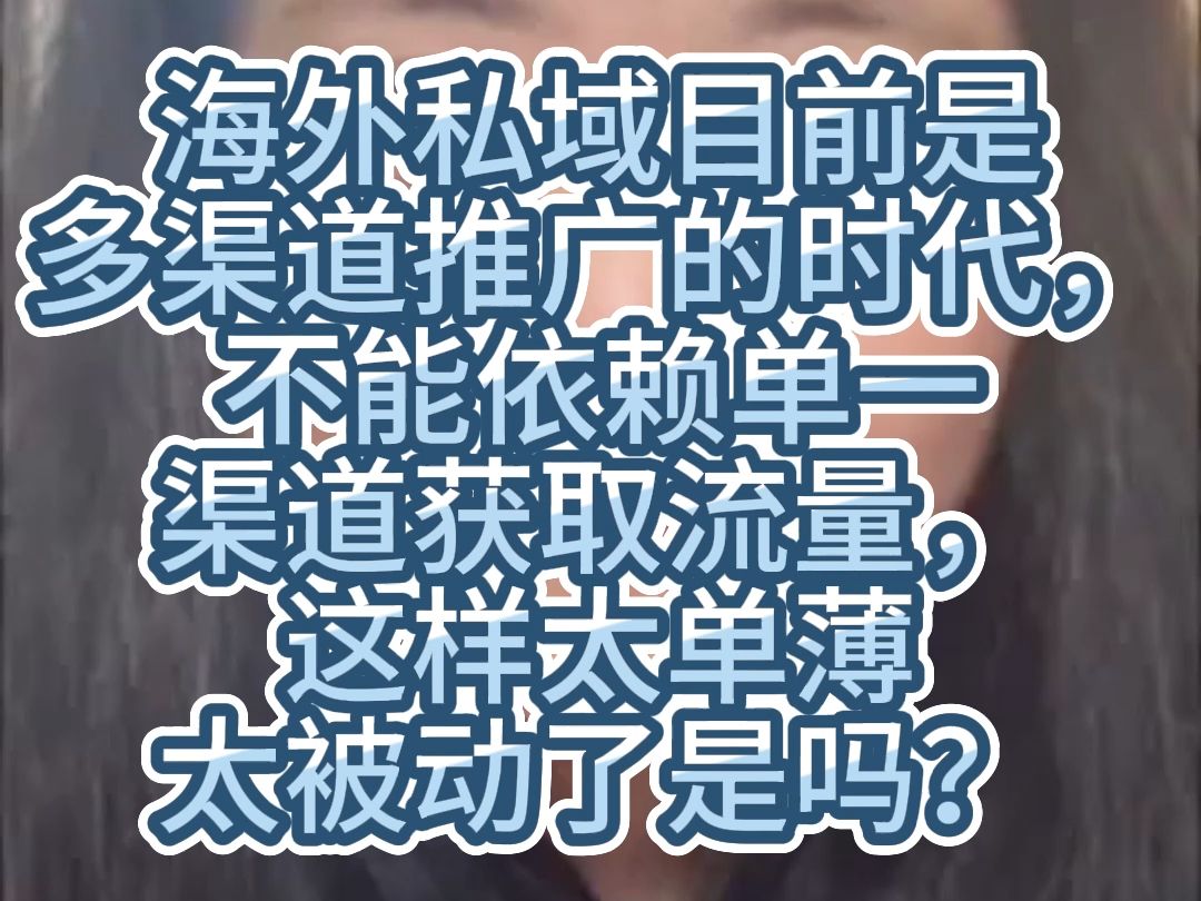 海外私域目前是多渠道推广的时代,不能依赖单一渠道获取流量,这样太单薄太被动了是吗?哔哩哔哩bilibili