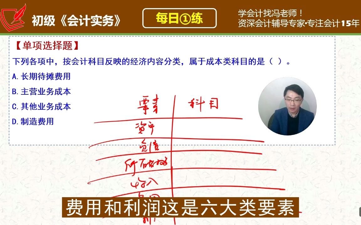 初会《初级会计实务》每日一练第589天,属于成本类科目的是哔哩哔哩bilibili