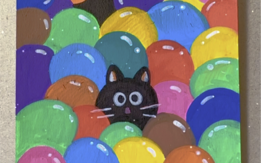 气球猫咪简笔画