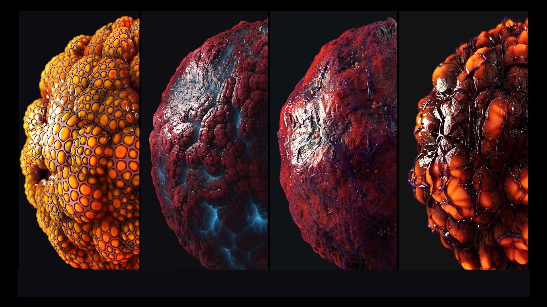 4款外星人有机材质无缝纹理贴图外星怪物皮肤pbr贴图4k纹理