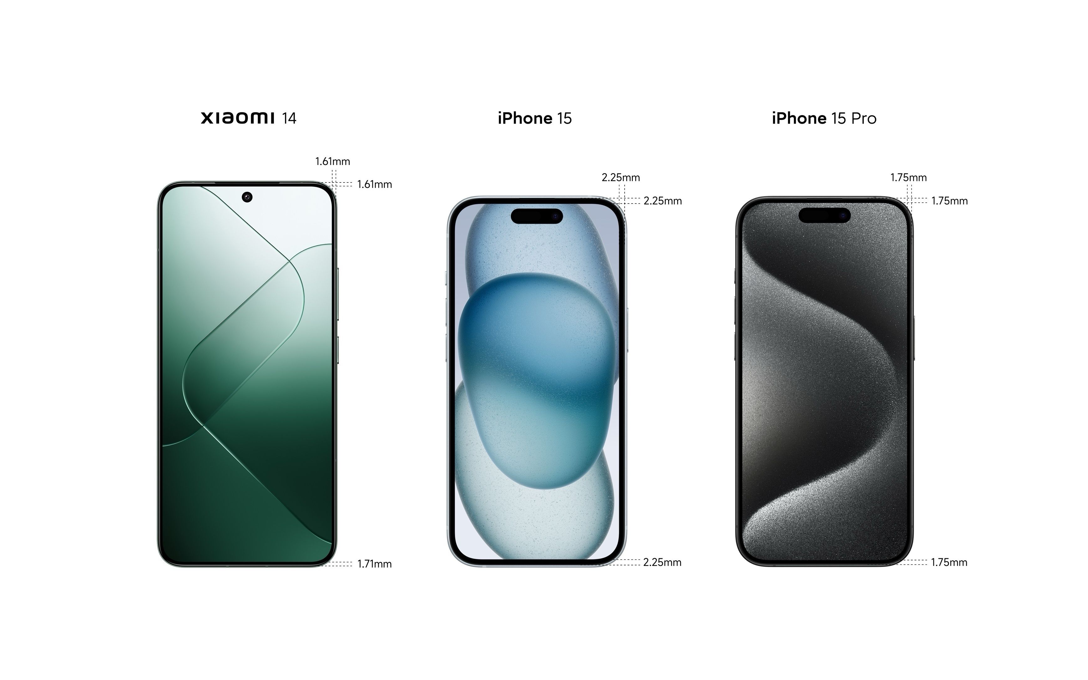 小米14和iphone15pro边框对比