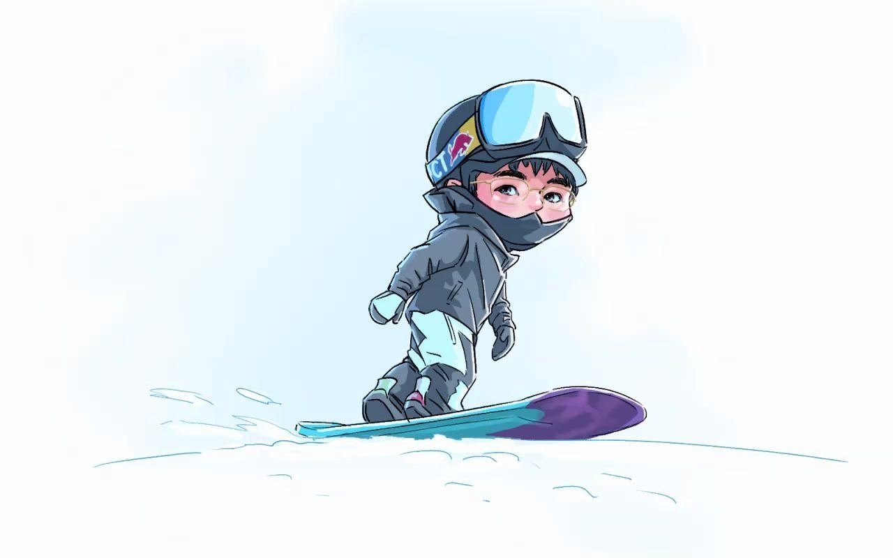 q版动漫人物滑雪图片图片
