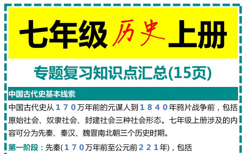 七年级历史上册专题复习知识点汇总哔哩哔哩bilibili