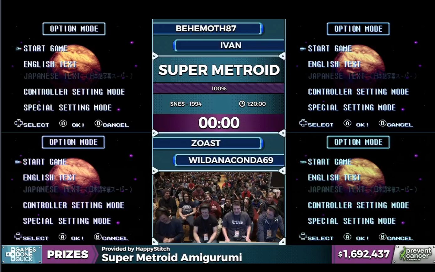 [图]AGDQ 2017：Super Metroid (超银河战士) -四人竞速-