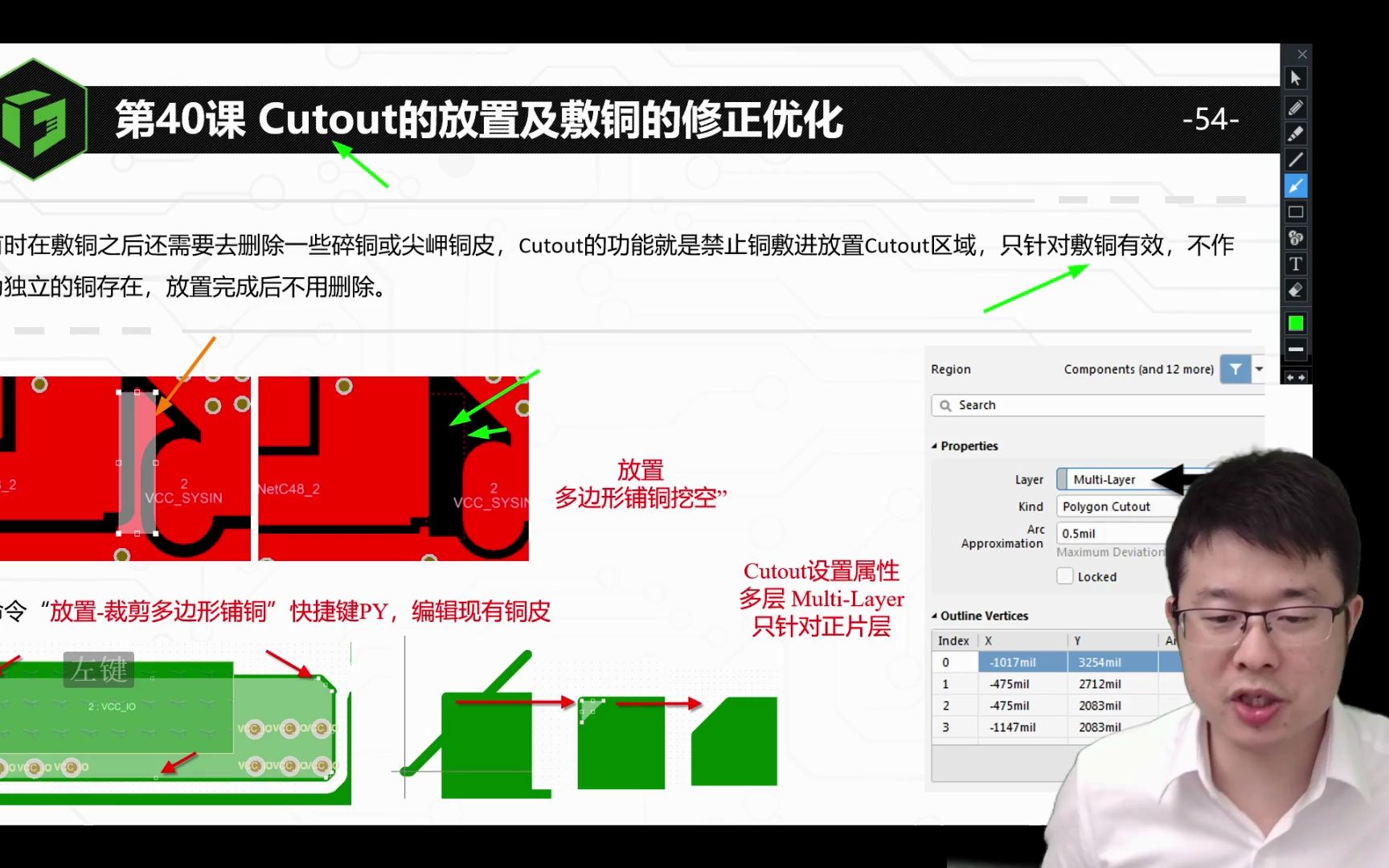 AD22电子设计入门实战56讲: Cutout的放置及敷铜的修正优化哔哩哔哩bilibili