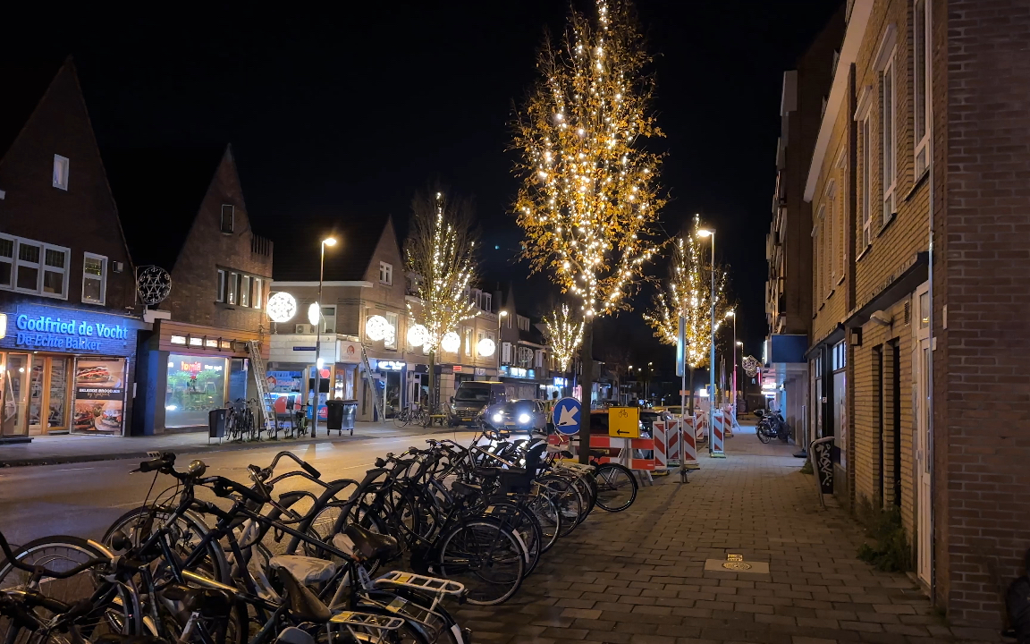 圣诞节临近,西欧荷兰小镇安静祥和的氛围街景