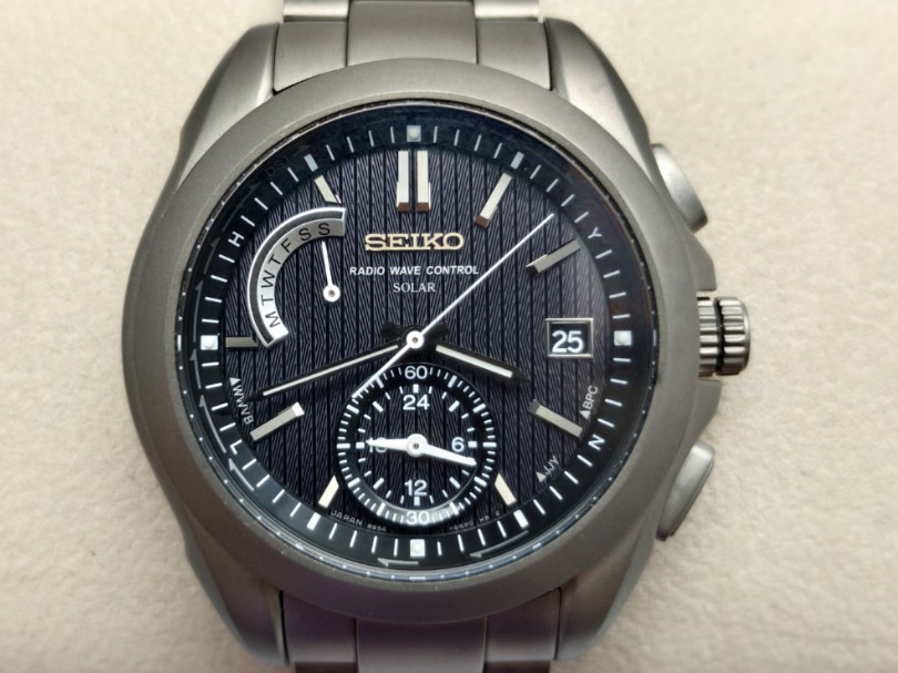 精工高端钛合金六局光动能电波男表