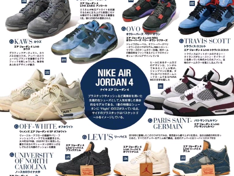 红与黑精选~日本杂志强烈推荐的五十双好看好穿经典【Nike Air Jordan 4】鞋款哔哩哔哩bilibili