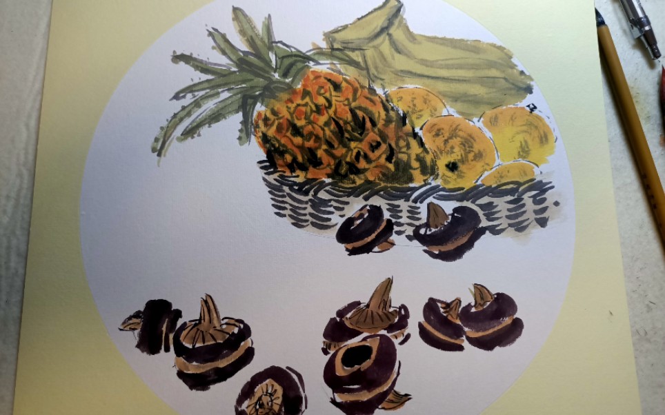 汉翔寒假国画知识点梳理蔬果——荸荠(马蹄)