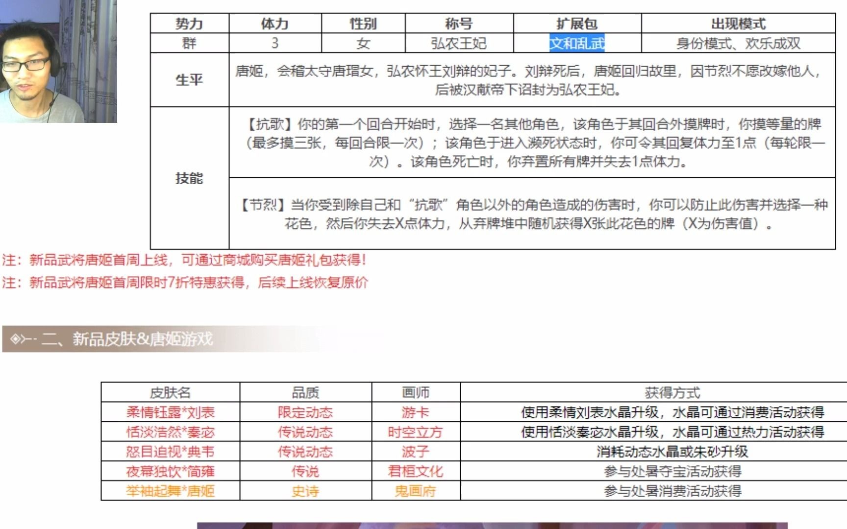 三国杀十周年月旦雅评之唐姬三国杀