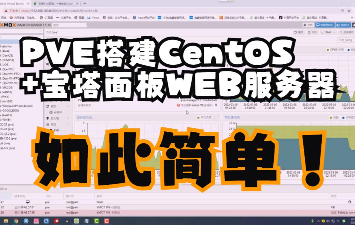 通过PVE安装CENTOS及宝塔面板搭建网站服务器哔哩哔哩bilibili