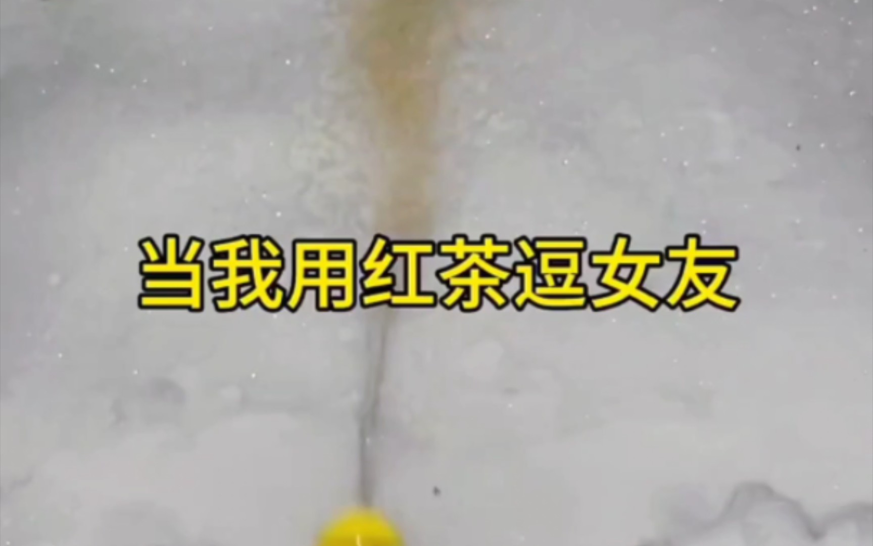 用冰红茶在雪地里逗女朋友时候 还抓了一把,吃起来呀!