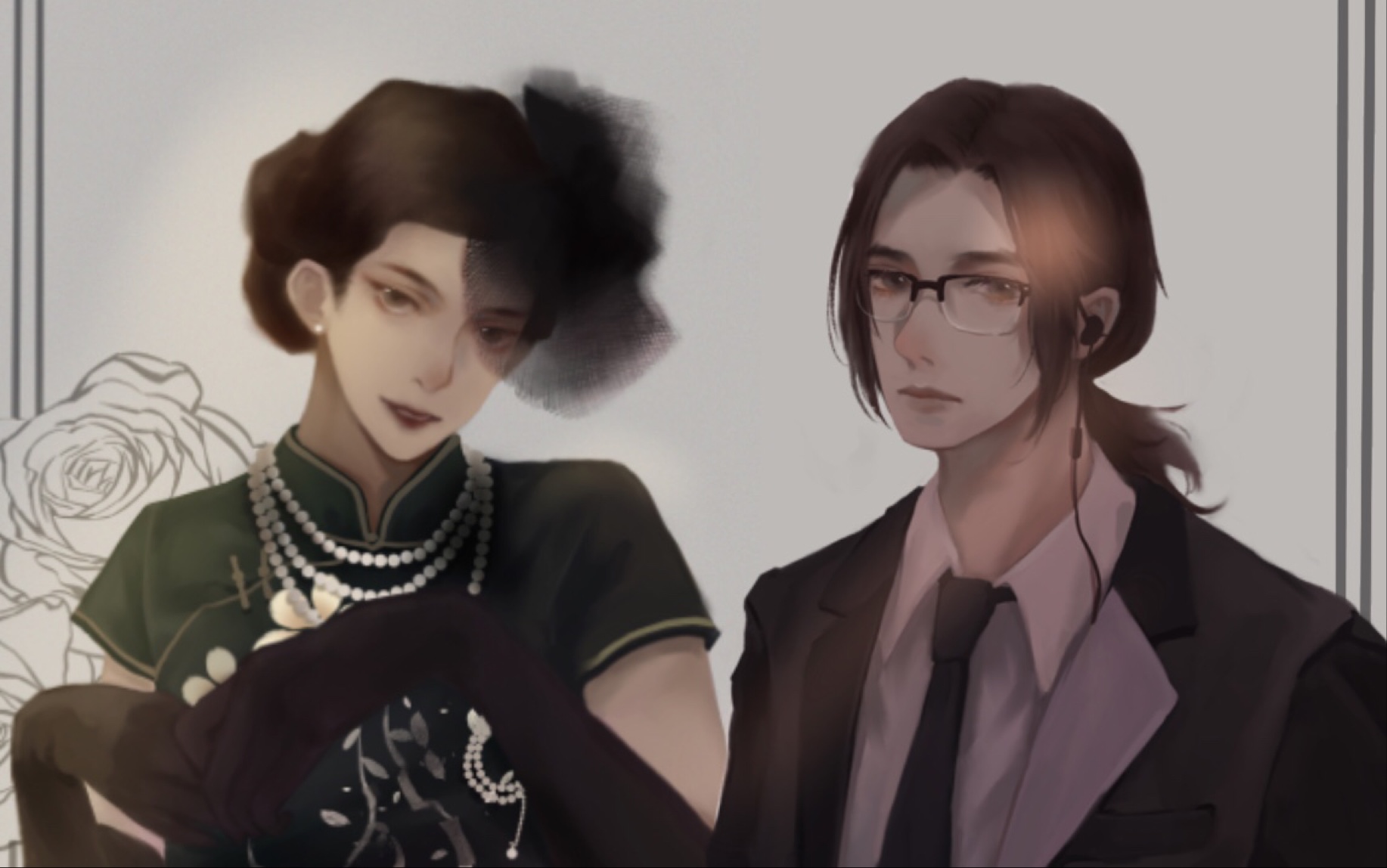 刘畅木法沙旗袍刘丧西装绘制现场