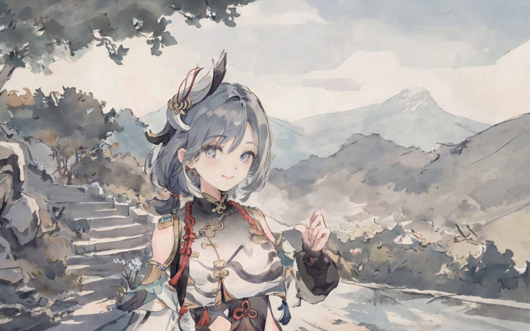 ai绘画 水墨风 原神-申鹤