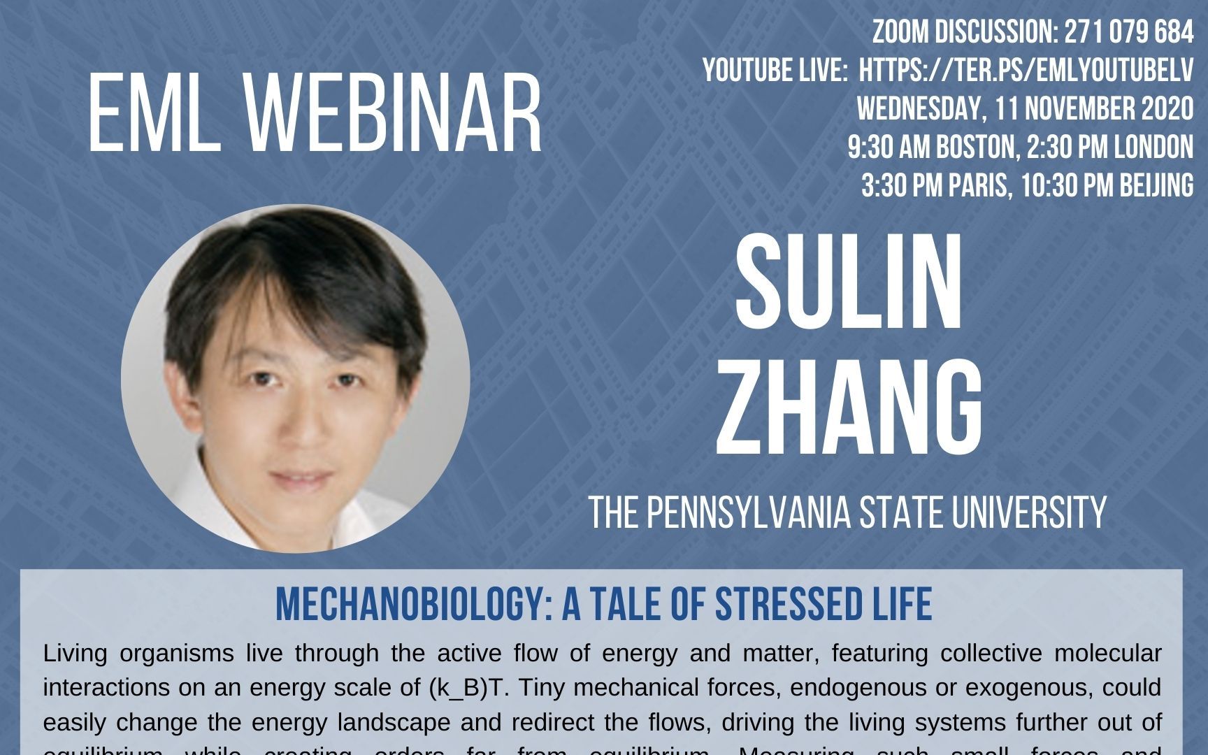 【EML Webinar】力学研讨会 ＂机械生物学,力对细胞、组织的影响＂ by 张宿林哔哩哔哩bilibili