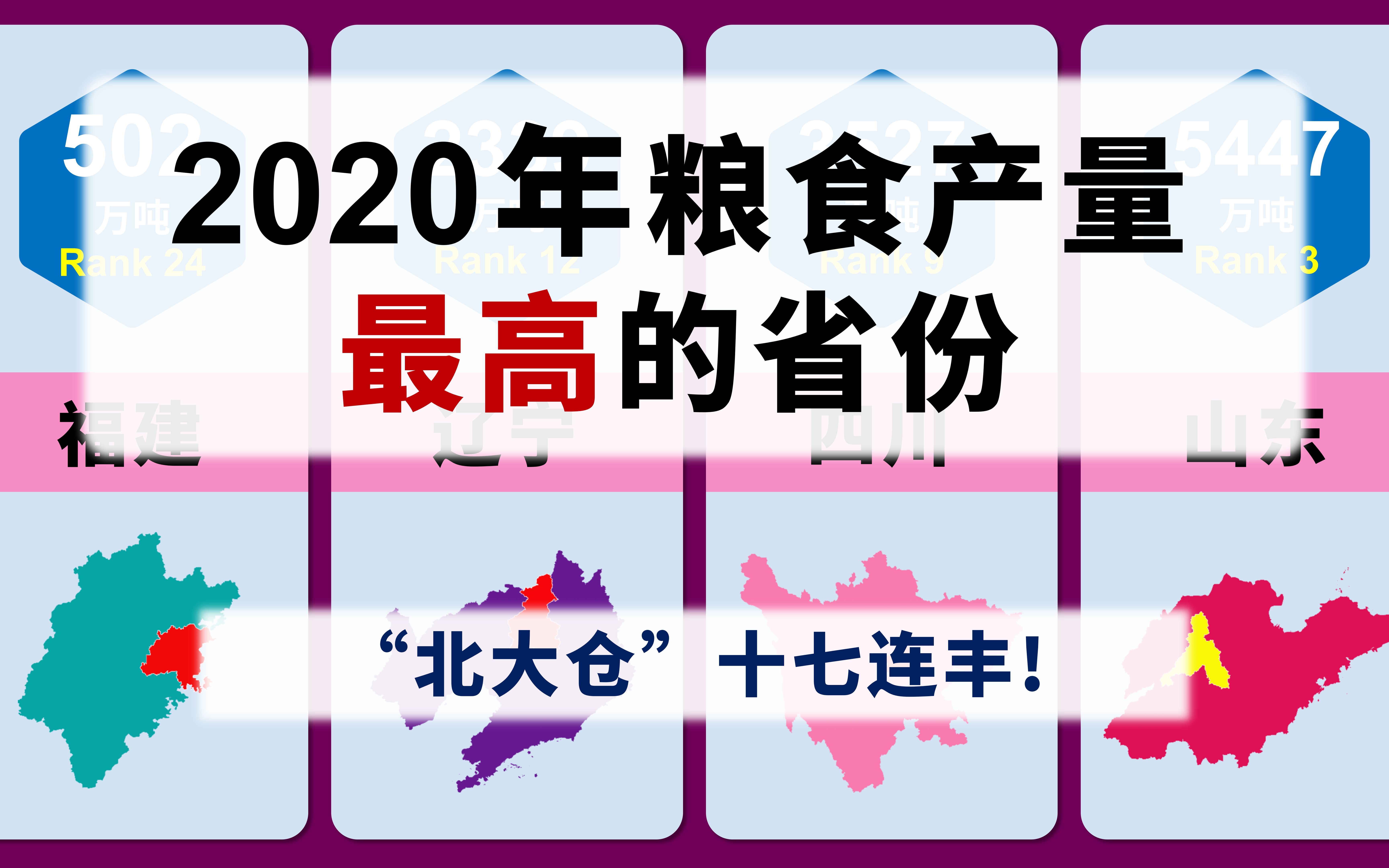 "北大仓"十七连丰!比较排名:2020年粮食产量最高的省份【数据可视化】