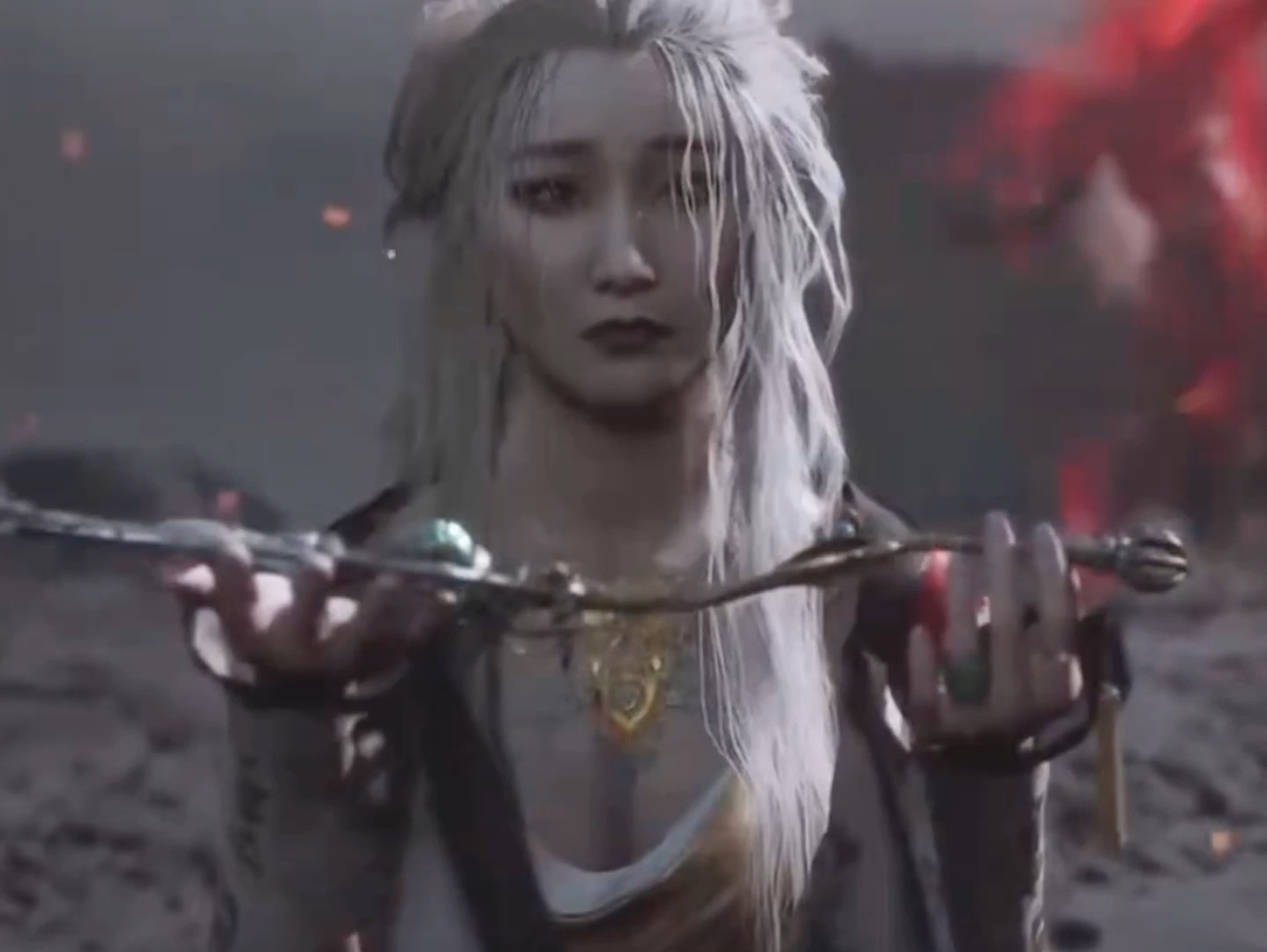 八戒要耙红孩儿铁扇公主前来求情