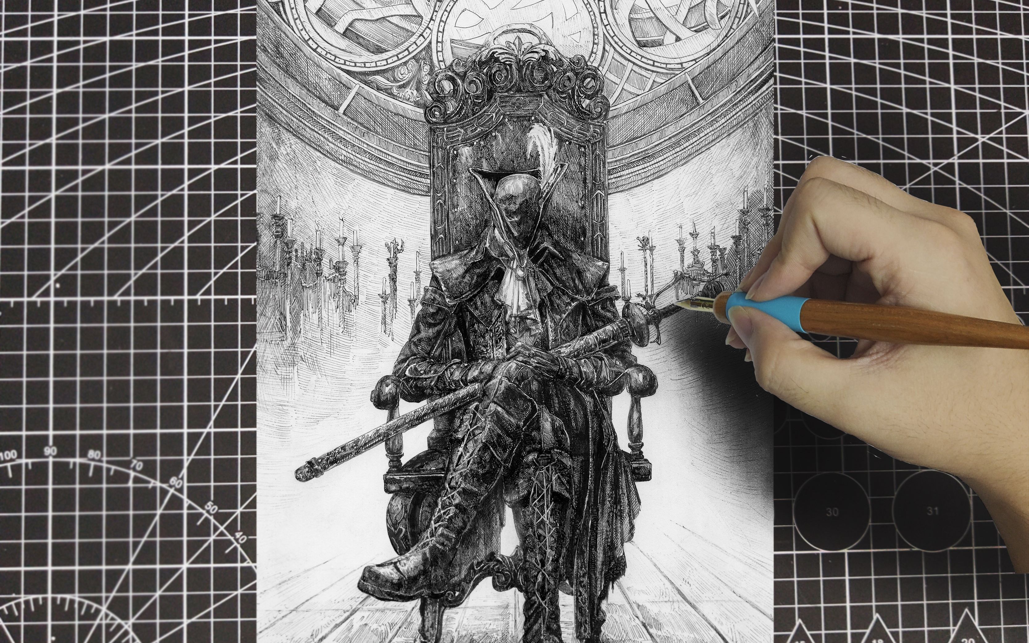 手绘耗时960分钟爆肝一个血源诅咒玛丽亚女士附带16倍速视频