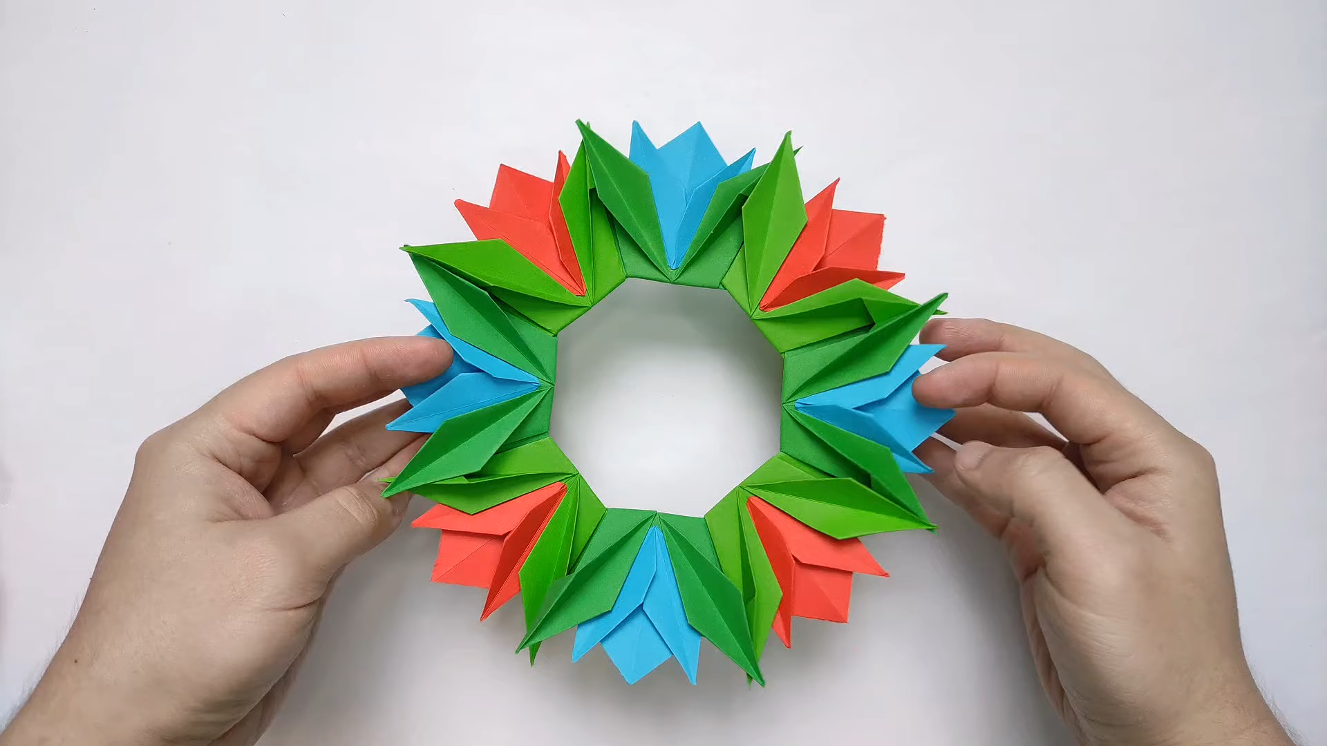 【origami library】花环折纸教程origami flower wreath