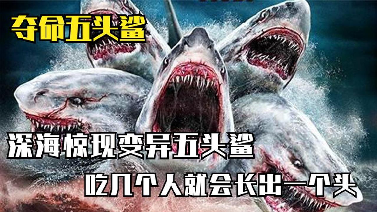 深海惊现变异五头鲨,疯狂袭击人类,吃几个人就会长一个头